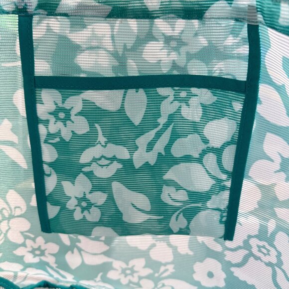 Lot Mesh Tote Bags Floral Print 4 Colors Lg Lightweight Durable Beach Shopping - Picture 10 of 13